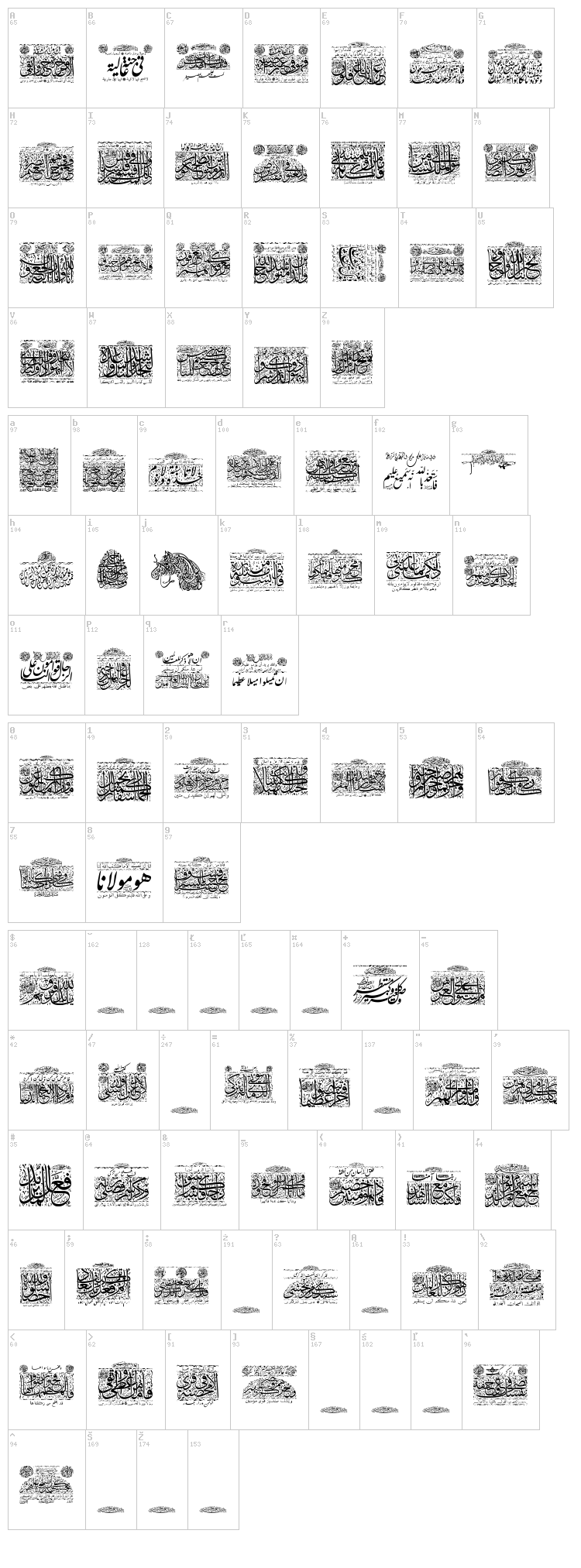 My Font Quraan 1 font map